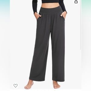 ASIMOON Women Yoga Sweatpants with Pockets Comfy Wide Leg Dark Grey Size X-Large